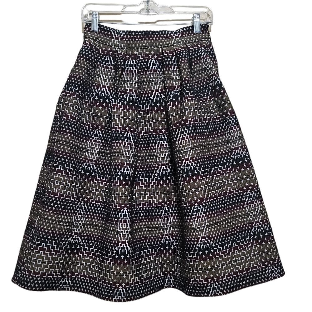 Eva Medes New York and Company Women's Black Red Burgundy green SkirtSz 2